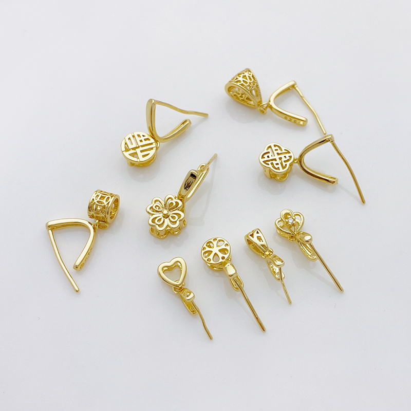 14K包金福字樱花吊坠扣瓜子扣