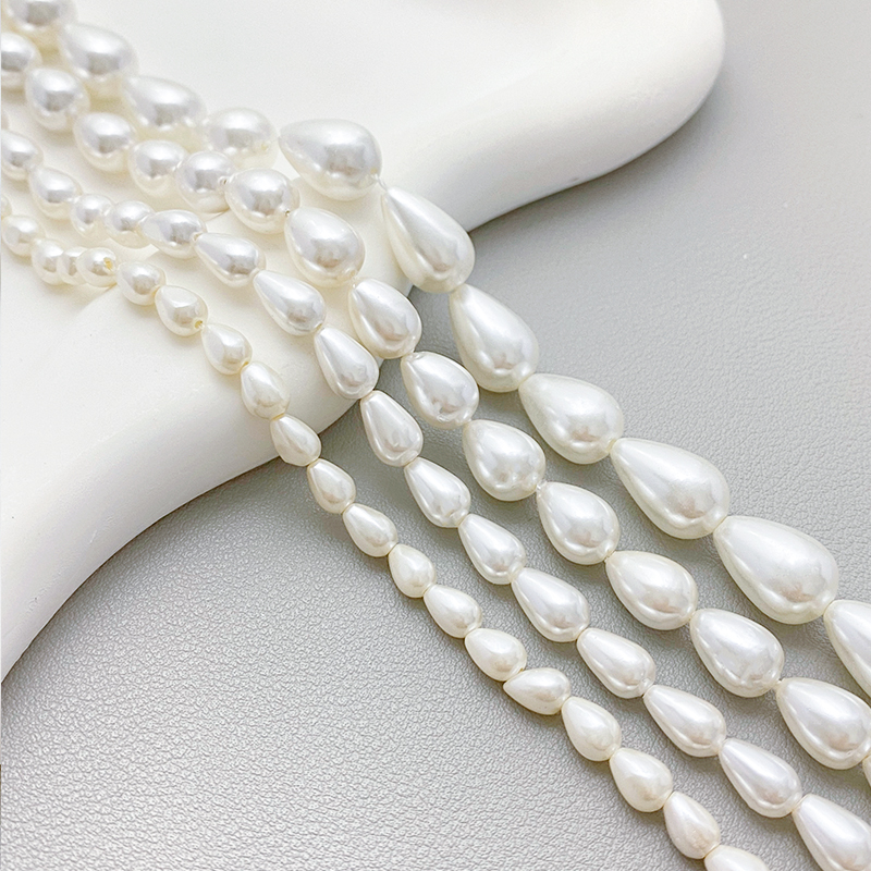 天然贝壳水滴形贝珠散珠手工diy