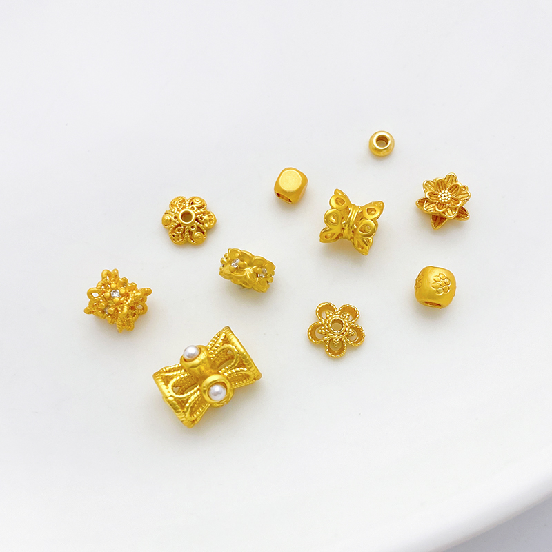古法金保色花托隔珠隔片桶珠配件