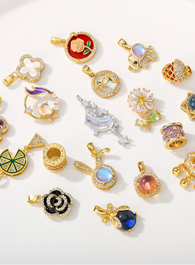 18K包金微镶锆石吊坠锁骨链项坠