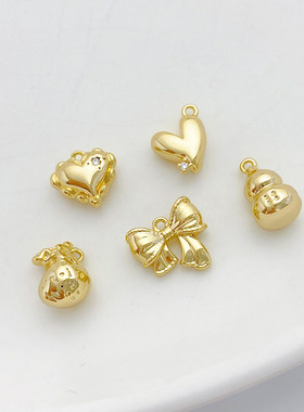 14K包金爱心气球葫芦蝴蝶结吊坠