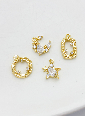 14K包金保色星月吊坠diy挂件