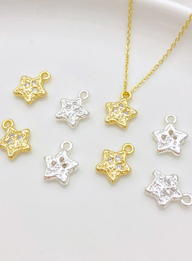 14K包金镶锆许愿星星爱心吊坠