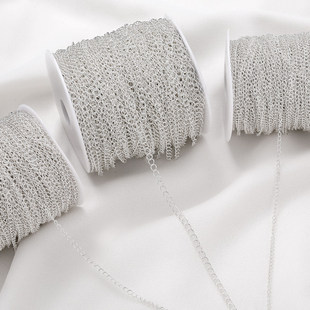 铜链镀S925银保色马尾链链条散链手工diy手链项链延长链饰品材料