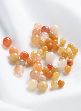 天然金丝玉圆珠手工diy制作串珠手链发簪饰品材料黄玉石散珠配件