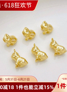 14K包金斗牛犬宠物小狗吊坠