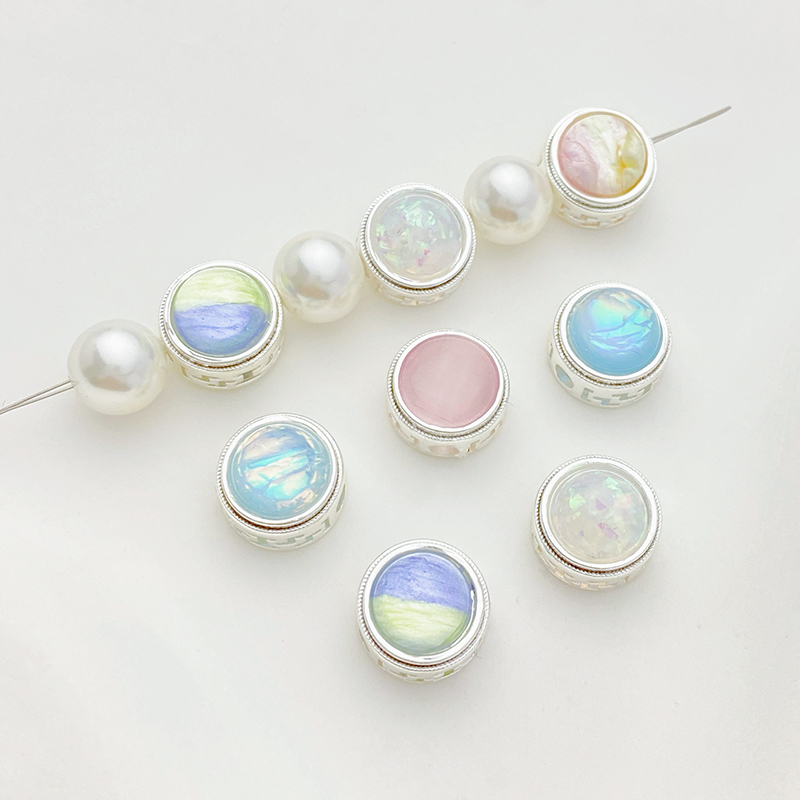 古法金镶猫眼石镂空隔珠散珠diy