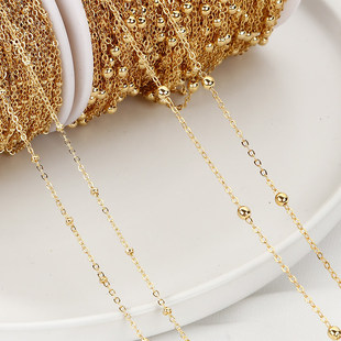 14K包金扁O字夹珠链条隔珠链子diy手工制作手链项链饰品材料配件