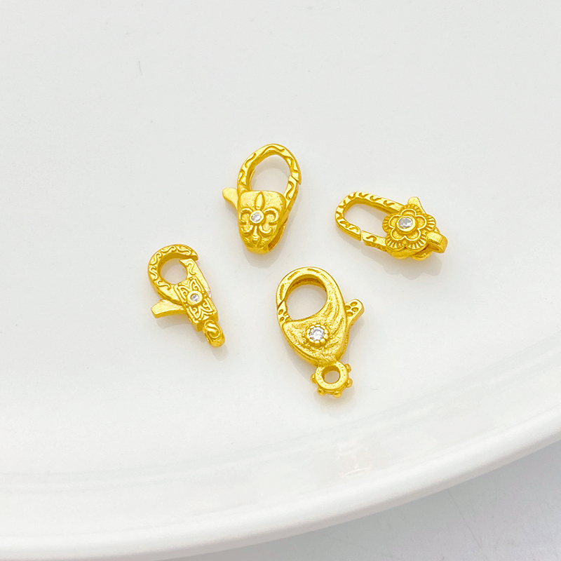 S925古法银镀金龙虾扣diy