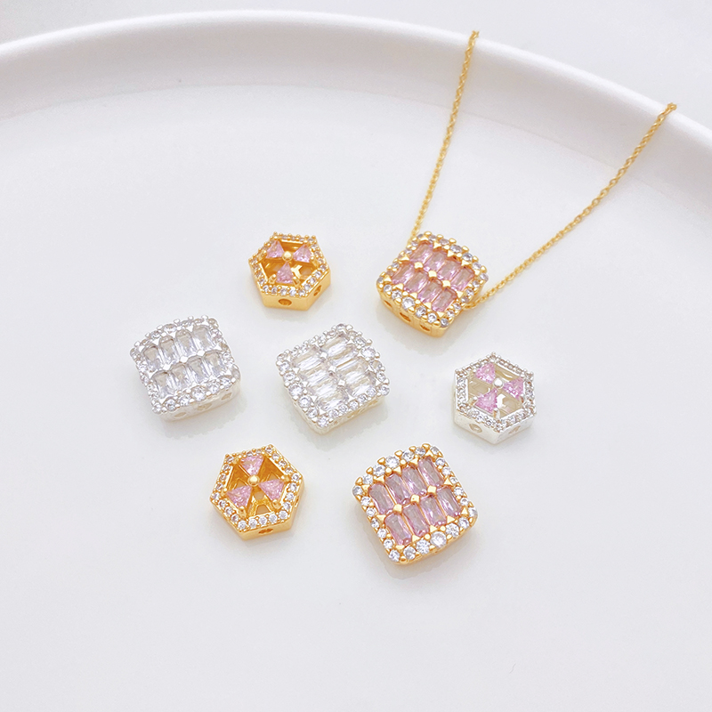 18K镀金保色锆石多孔隔珠散珠