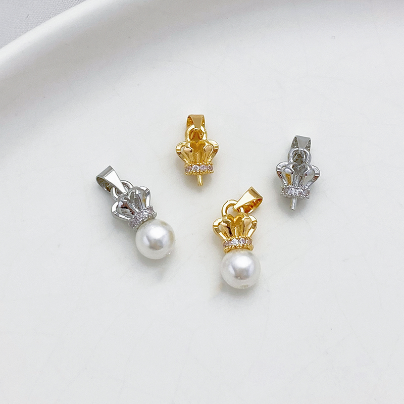 18K包金持久保色皇冠半孔珠托