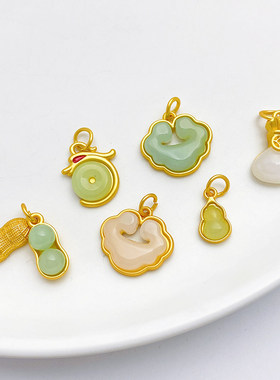 古法金保色葫芦福袋如意锁吊坠