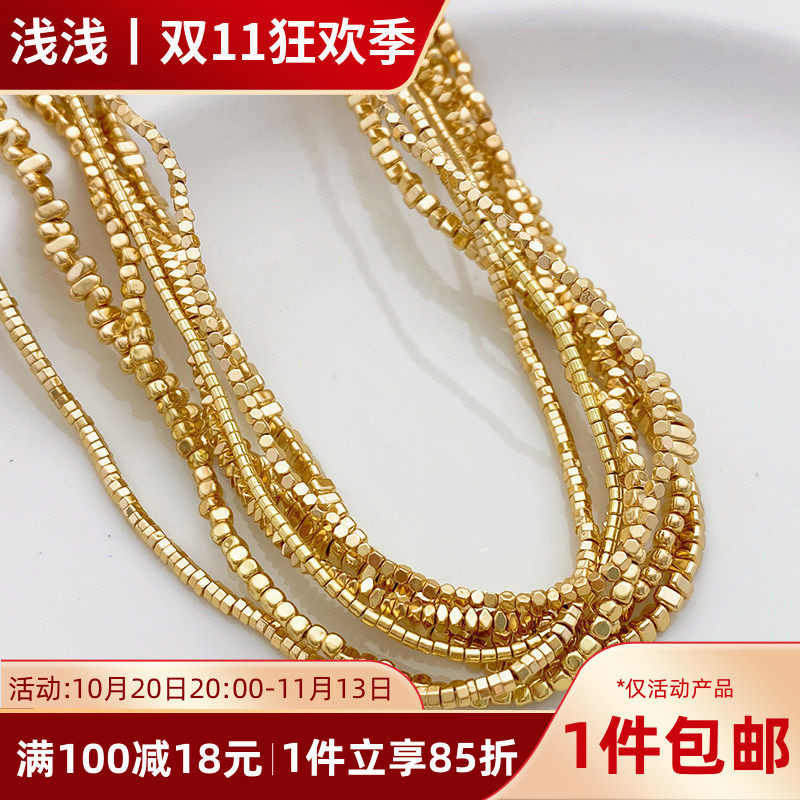小碎金黑胆石镀金方珠三角隔片隔珠手工diy手链项链串珠材料配件