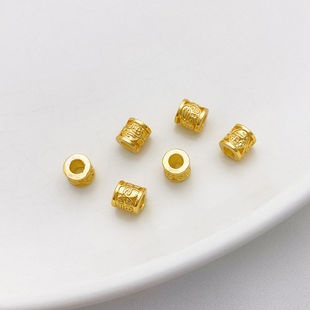 18K包金保色福字桶珠管珠隔珠手工diy串珠手链项链首饰品材料配件