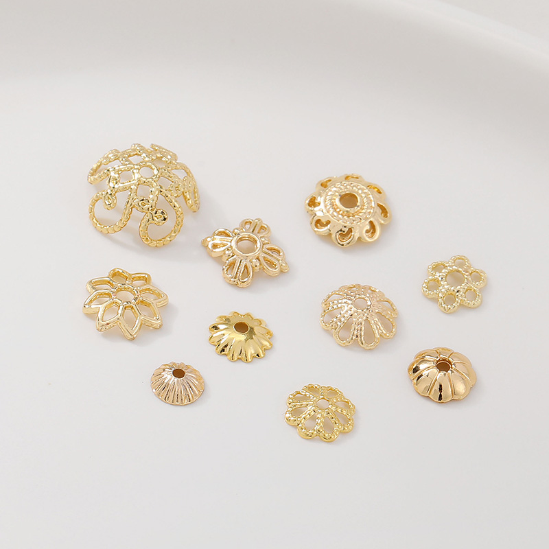 14K包金镂空几何型花托花帽珠托