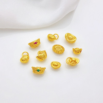 古法金新年铜钱元宝隔珠吊坠挂件