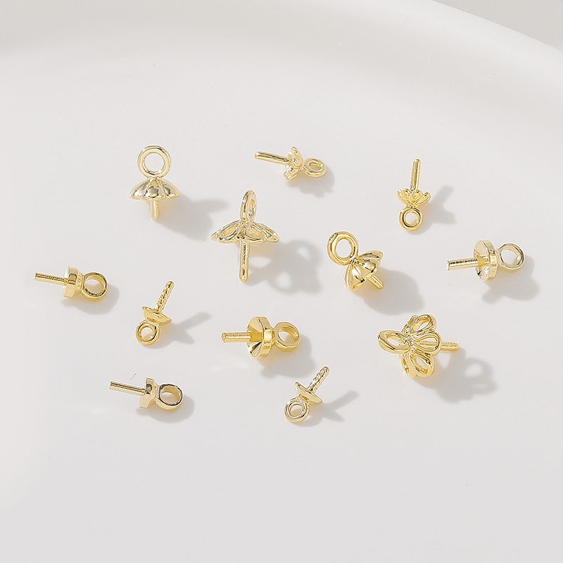 14K包金保色半孔珍珠吊坠珠托