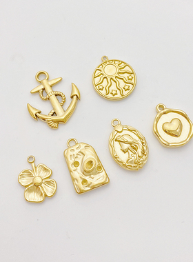 钛钢真空镀14K桃心太阳星星吊坠