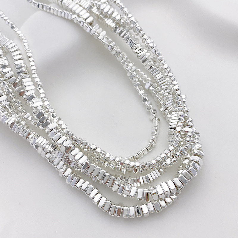 碎银子黑胆石镀银色三角隔片隔珠diy手链项链串珠首饰品材料配件