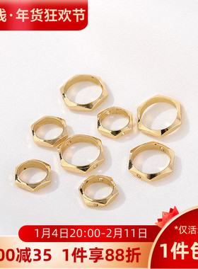 14K包金切角六边形套珠圈diy手工手链项链穿珠套环首饰品材料配件