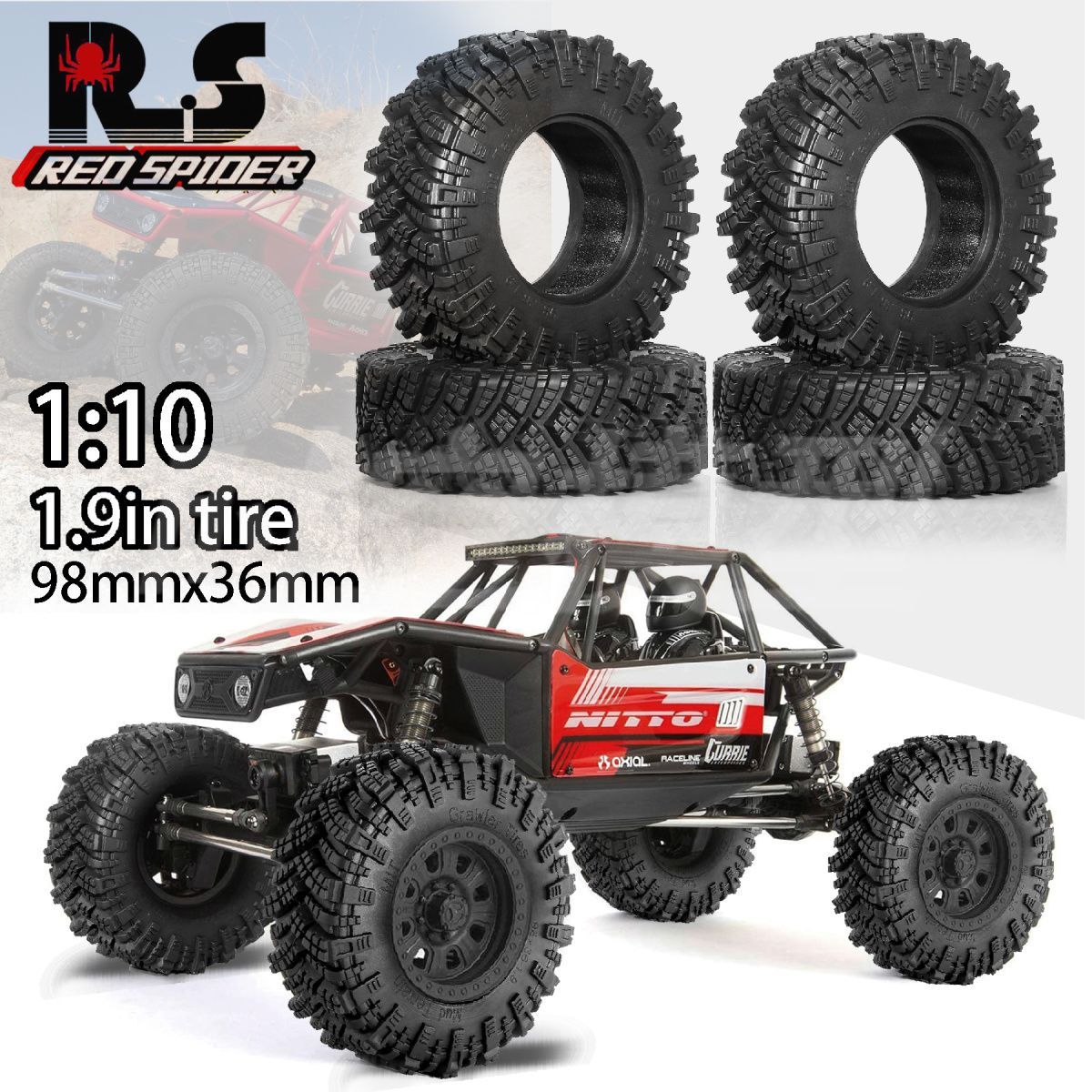 RS红蜘蛛1/10攀爬车 AXIAL 幽灵 直径98mm 轮胎胎皮攀爬胎R171