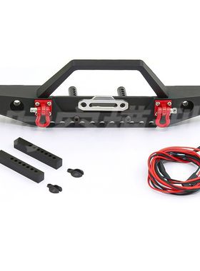 SCX10 TRAXXAS攀爬车TRX4仿真配件金属前杠RC4WD前防撞带灯保险杆