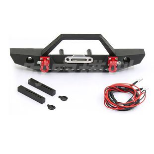 SCX10 TRAXXAS攀爬车TRX4仿真配件金属前杠RC4WD前防撞带灯保险杆