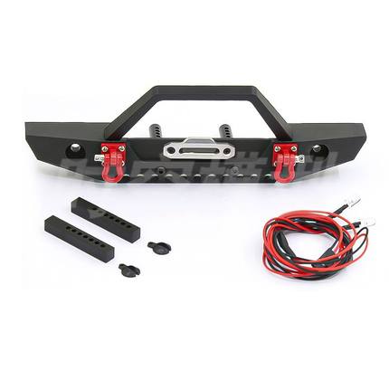 SCX10 TRAXXAS攀爬车TRX4仿真配件金属前杠RC4WD前防撞带灯保险杆