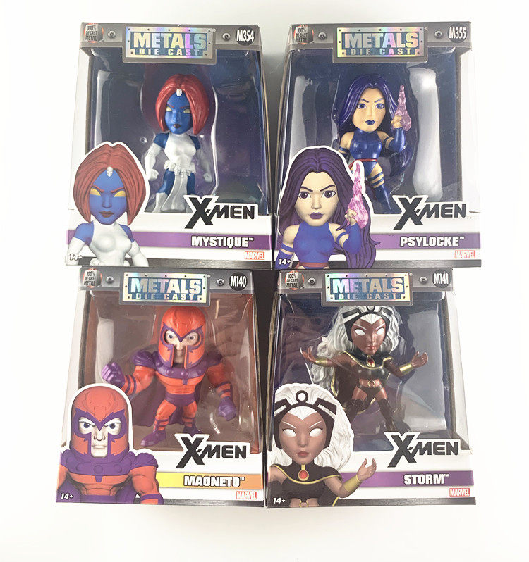 jada佳达4寸合金公仔 x战警 万磁王 暴风女 灵蝶 魔形女 模型手办