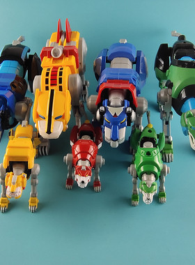 正版散货Playmates彩星新百兽王战神金刚黄狮绿狮红狮可动公仔