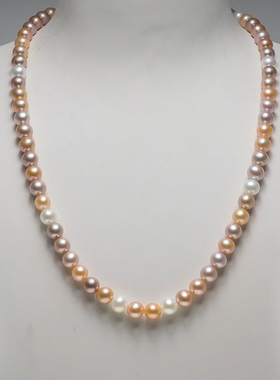 极强光天然糖果紫色无核淡水珍珠项链6mm近正圆几乎无瑕年轻女款