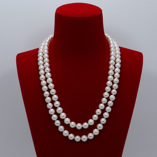 轻奢无核淡水珍珠项链双层天然强光近正圆8-9mm精品毛衣链送妈妈