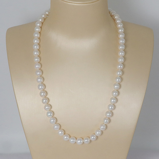 精品8 送妈妈礼 9mm无核淡水珍珠项链天然强光近正圆白色百搭正品