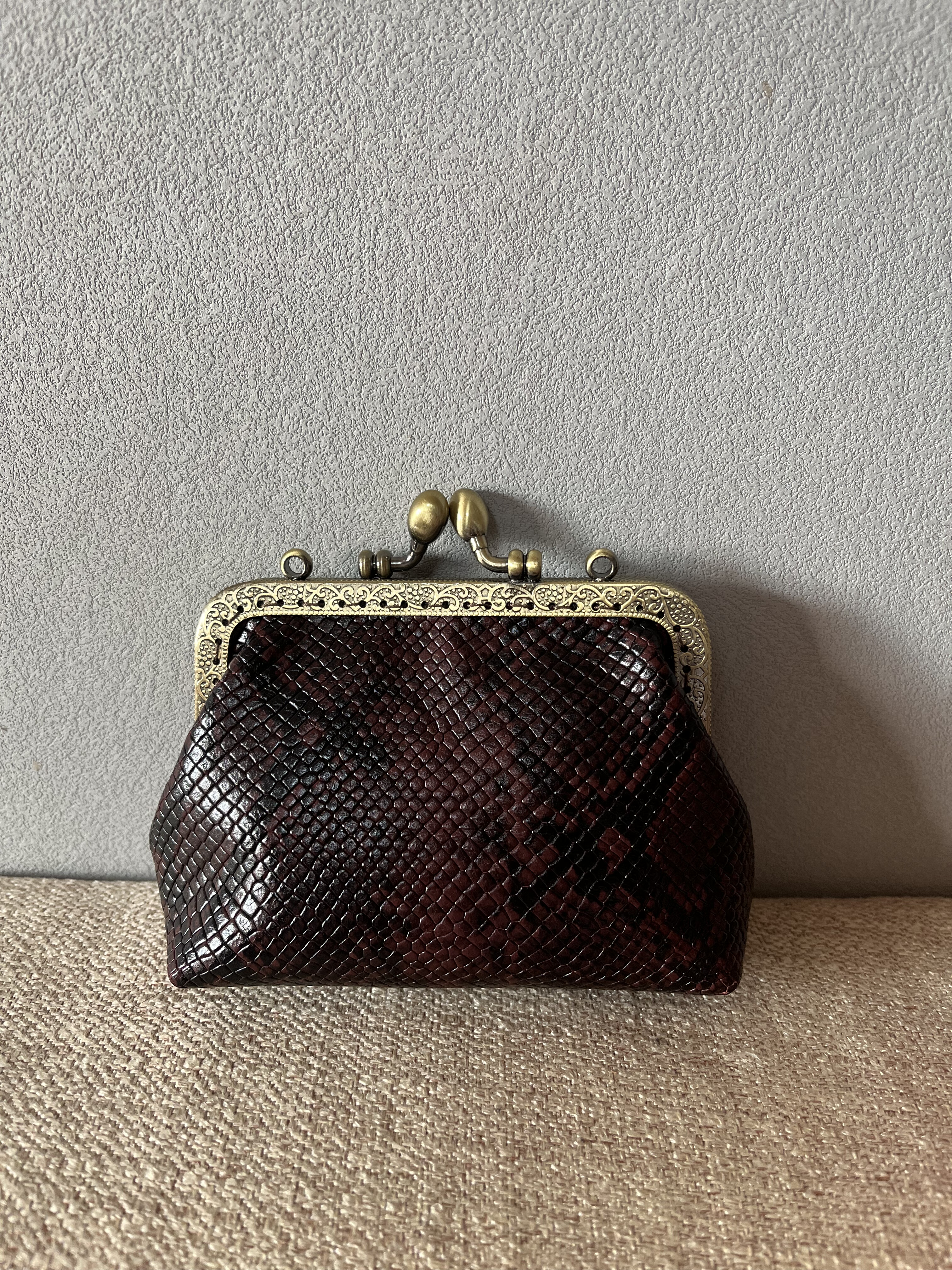 纯手工牛皮真皮新款复古随性时尚休闲百搭零钱包口金包10.5cm