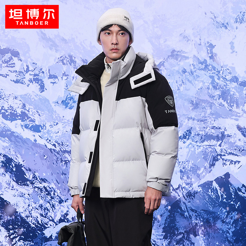 坦博尔印花羽绒服男士时尚短款户外潮流时尚大牌冬季加厚保暖外套