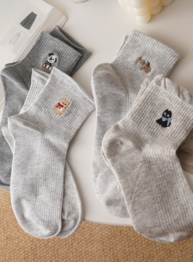 深深浅浅的灰~灰色袜子女短袜棉无骨~软糯到心坎的卡通袜春夏薄款
