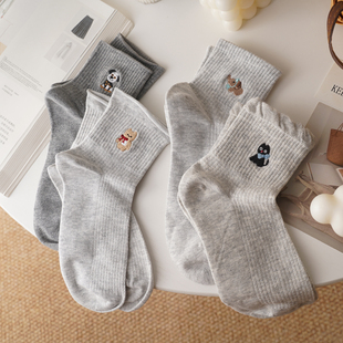 深深浅浅的灰~灰色袜子女短袜棉无骨~软糯到心坎的卡通袜春夏薄款