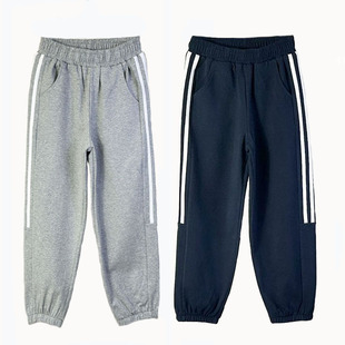 男童卫裤中大童校服长裤子女童运动裤儿童藏青色纯棉长裤夏季薄款