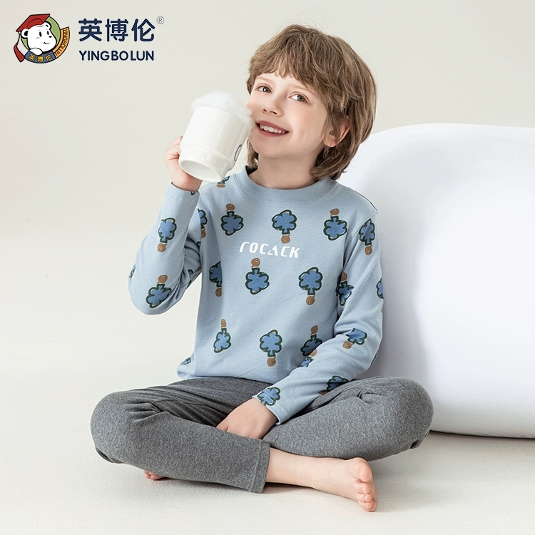 英博伦男童秋衣裤套装纯棉中大童秋冬保暖男孩打底衫睡衣薄款内衣