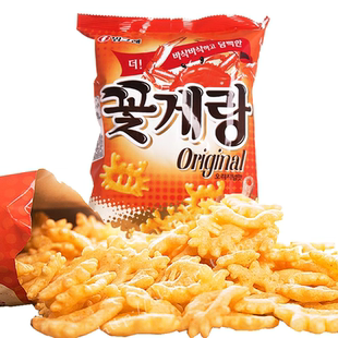 韩国进口食品宾格瑞螃蟹形状膨化脆花蟹片辣味原味 休闲小零食70g