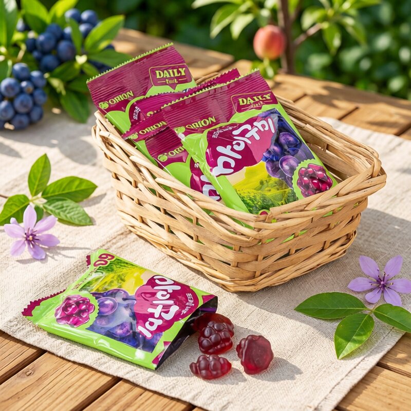 韩国进口零食品 好丽友葡萄味QQ糖66g 水果味软糖儿童零食小吃