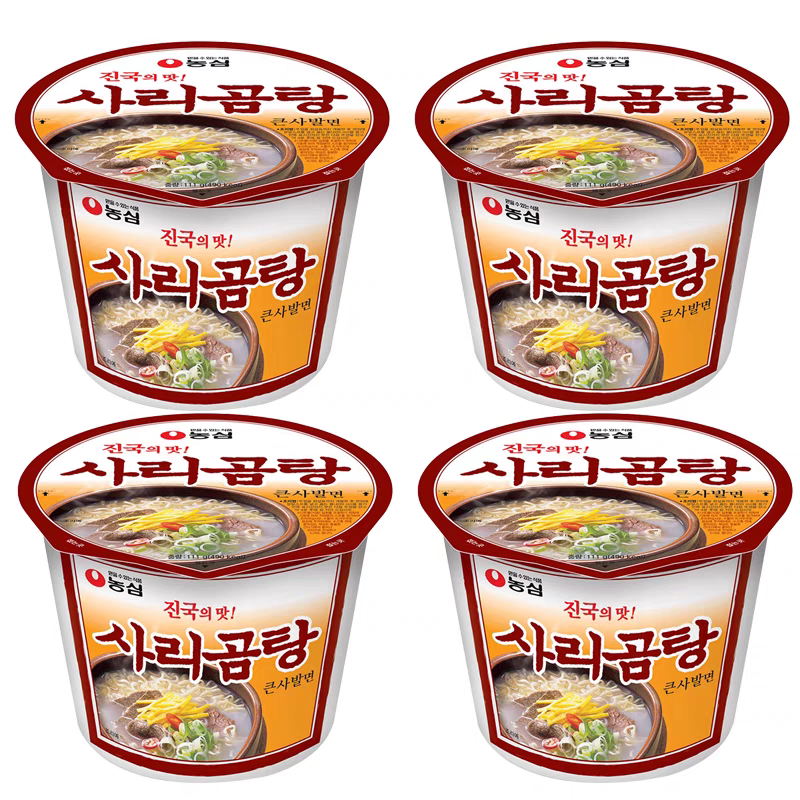 韩国进口农心骨头汤大碗面111g*4杯方便速食牛骨汤面大碗汤面泡面