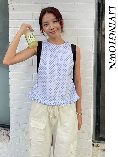 Livingtown маленькая свежая кружевная штучатка жилетка без рукавов, нежная и сладкая сетка Полный принт