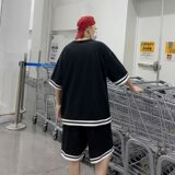 短袖文艺简约潮流五分裤休闲套装气质男日系夏季T恤时尚原宿百搭，男装休闲套装，星座204-2