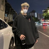 圆领卫衣男士玫瑰花小标卫衣简约休闲无帽卫衣外套男生潮牌，女装短外套，星座204-2