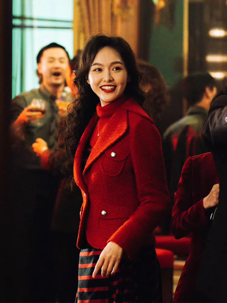毛呢短款复古唐嫣欧洲站女士外套