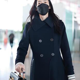 刘雯同款法式复古轻奢名媛显瘦经典双排扣中长款时尚高级感黑大衣