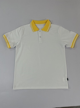 定制款棉校服短袖上衣黄色领子班服夏季薄款柔软舒适亲肤