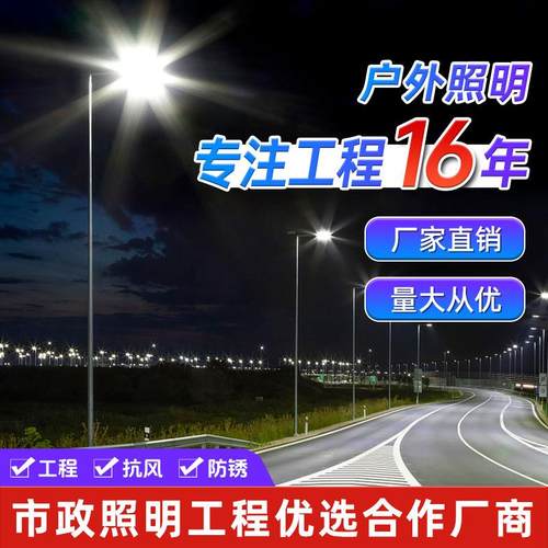 新农村6米市电路灯22V高低杆双臂带地笼市政项目户外防水LED灯具