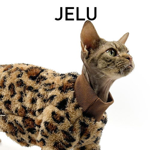 JELU 吉鹿 无毛猫衣服斯芬克斯德文双面绒柔软保暖舒适冬季豹纹